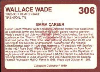 1989 Collegiate Collection Coke Alabama Crimson Tide (580) #306 Wallace Wade Back