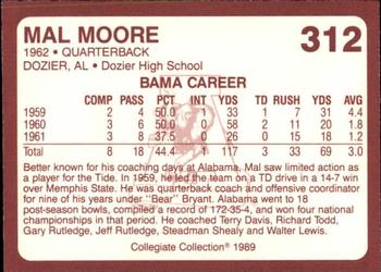 1989 Collegiate Collection Coke Alabama Crimson Tide (580) #312 Mal Moore Back