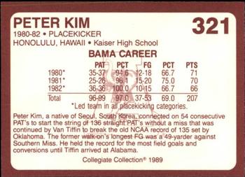 1989 Collegiate Collection Coke Alabama Crimson Tide (580) #321 Peter Kim Back