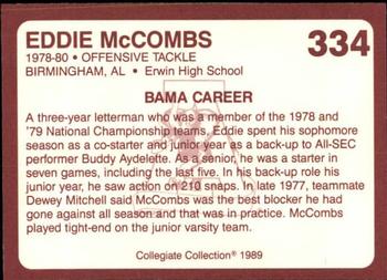 1989 Collegiate Collection Coke Alabama Crimson Tide (580) #334 Eddie McCombs Back