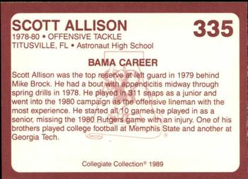 1989 Collegiate Collection Coke Alabama Crimson Tide (580) #335 Scott Allison Back