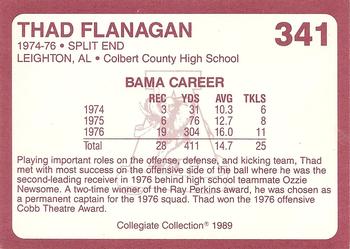1989 Collegiate Collection Coke Alabama Crimson Tide (580) #341 Thad Flanagan Back
