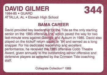 1989 Collegiate Collection Coke Alabama Crimson Tide (580) #344 David Gilmer Back