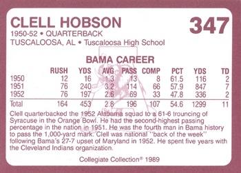 1989 Collegiate Collection Coke Alabama Crimson Tide (580) #347 Clell Hobson Back