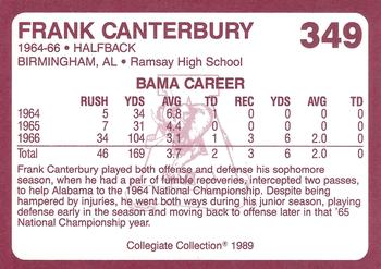 1989 Collegiate Collection Coke Alabama Crimson Tide (580) #349 Frank Canterbury Back