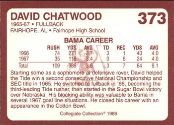 1989 Collegiate Collection Coke Alabama Crimson Tide (580) #373 David Chatwood Back
