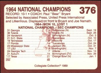 1989 Collegiate Collection Coke Alabama Crimson Tide (580) #376 1964 National Champions Back