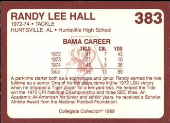 1989 Collegiate Collection Coke Alabama Crimson Tide (580) #383 Randy Lee Hall Back