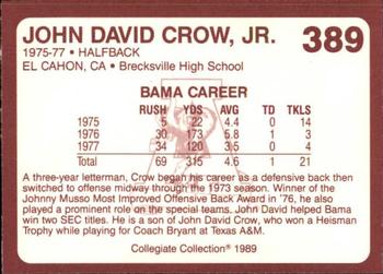 1989 Collegiate Collection Coke Alabama Crimson Tide (580) #389 John David Crow, Jr. Back