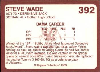 1989 Collegiate Collection Coke Alabama Crimson Tide (580) #392 Steve Wade Back