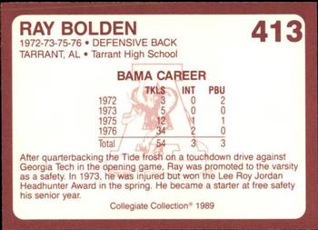 1989 Collegiate Collection Coke Alabama Crimson Tide (580) #413 Ray Bolden Back