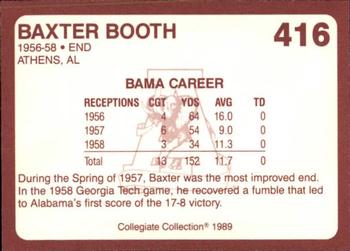 1989 Collegiate Collection Coke Alabama Crimson Tide (580) #416 Baxter Booth Back