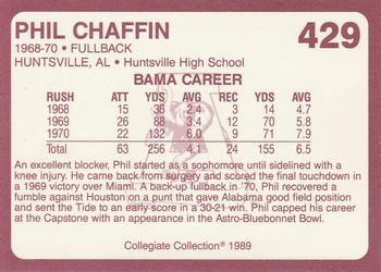 1989 Collegiate Collection Coke Alabama Crimson Tide (580) #429 Phil Chaffin Back