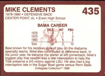 1989 Collegiate Collection Coke Alabama Crimson Tide (580) #435 Mike Clements Back