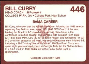 1989 Collegiate Collection Coke Alabama Crimson Tide (580) #446 Bill Curry Back