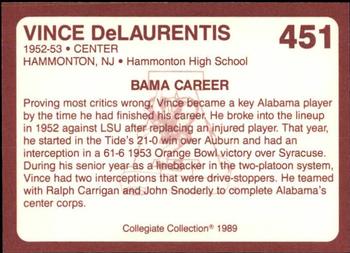 1989 Collegiate Collection Coke Alabama Crimson Tide (580) #451 Vince DeLaurentis Back
