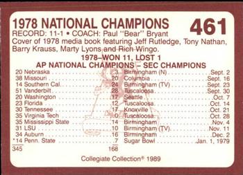 1989 Collegiate Collection Coke Alabama Crimson Tide (580) #461 1978 National Champions Back