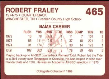 1989 Collegiate Collection Coke Alabama Crimson Tide (580) #465 Robert Fraley Back