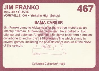 1989 Collegiate Collection Coke Alabama Crimson Tide (580) #467 Jim Franko Back
