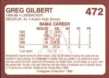 1989 Collegiate Collection Coke Alabama Crimson Tide (580) #472 Greg Gilbert Back