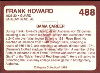 1989 Collegiate Collection Coke Alabama Crimson Tide (580) #488 Frank Howard Back