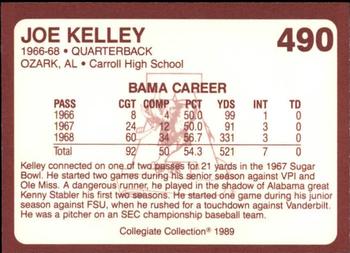1989 Collegiate Collection Coke Alabama Crimson Tide (580) #490 Joe Kelley Back