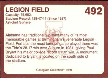 1989 Collegiate Collection Coke Alabama Crimson Tide (580) #492 Legion Field Back