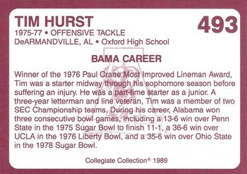 1989 Collegiate Collection Coke Alabama Crimson Tide (580) #493 Tim Hurst Back