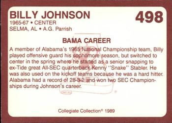 1989 Collegiate Collection Coke Alabama Crimson Tide (580) #498 Billy Johnson Back