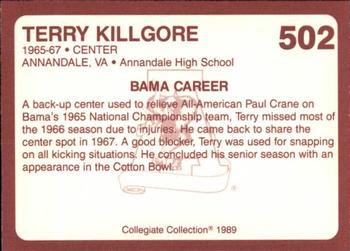 1989 Collegiate Collection Coke Alabama Crimson Tide (580) #502 Terry Killgore Back