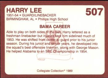 1989 Collegiate Collection Coke Alabama Crimson Tide (580) #507 Harry Lee Back