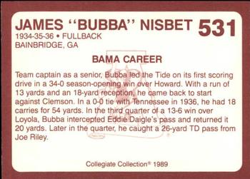 1989 Collegiate Collection Coke Alabama Crimson Tide (580) #531 James Nisbet Back