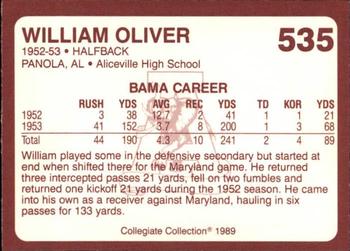 1989 Collegiate Collection Coke Alabama Crimson Tide (580) #535 William Oliver Back
