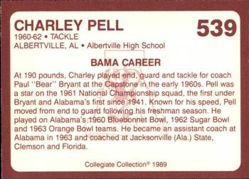 1989 Collegiate Collection Coke Alabama Crimson Tide (580) #539 Charley Pell Back