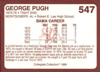 1989 Collegiate Collection Coke Alabama Crimson Tide (580) #547 George Pugh Back