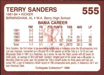 1989 Collegiate Collection Coke Alabama Crimson Tide (580) #555 Terry Sanders Back