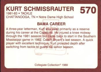 1989 Collegiate Collection Coke Alabama Crimson Tide (580) #570 Kurt Schmissrauter Back