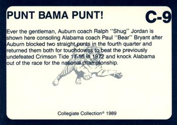 1989 Collegiate Collection Coke Auburn Tigers (20) #C-9 Punt Bama Punt Back