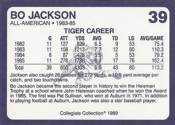 1989 Collegiate Collection Coke Auburn Tigers (580) #39 Bo Jackson Back