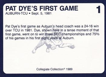 1989 Collegiate Collection Coke Auburn Tigers (580) #1 Pat Dye's First Game Back