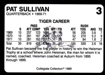 1989 Collegiate Collection Coke Auburn Tigers (580) #3 Pat Sullivan Back