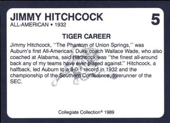 1989 Collegiate Collection Coke Auburn Tigers (580) #5 Jimmy Hitchcock Back