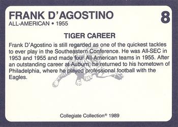 1989 Collegiate Collection Coke Auburn Tigers (580) #8 Frank D'Agostino Back