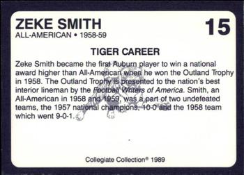 1989 Collegiate Collection Coke Auburn Tigers (580) #15 Zeke Smith Back