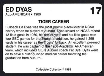 1989 Collegiate Collection Coke Auburn Tigers (580) #17 Ed Dyas Back