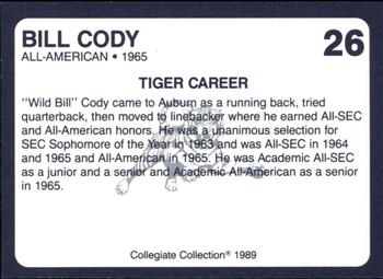 1989 Collegiate Collection Coke Auburn Tigers (580) #26 Bill Cody Back