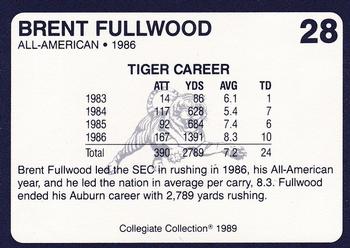 1989 Collegiate Collection Coke Auburn Tigers (580) #28 Brent Fullwood Back
