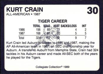 1989 Collegiate Collection Coke Auburn Tigers (580) #30 Kurt Crain Back