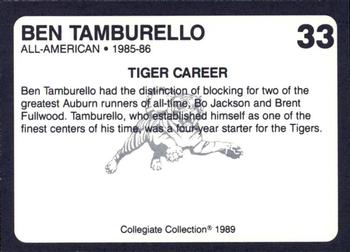1989 Collegiate Collection Coke Auburn Tigers (580) #33 Ben Tamburello Back