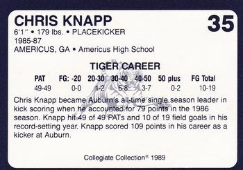 1989 Collegiate Collection Coke Auburn Tigers (580) #35 Chris Knapp Back
